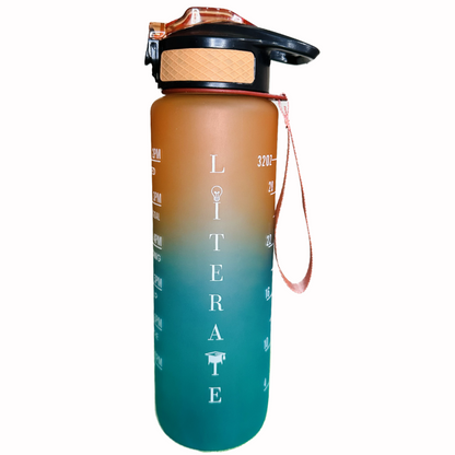 Silicone Water Bottle with Motivational Time Marker