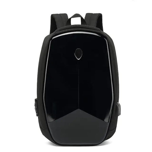 Hard Shell Waterproof Laptop Backpack with USB Charging Port and Number Lock - Alien Design